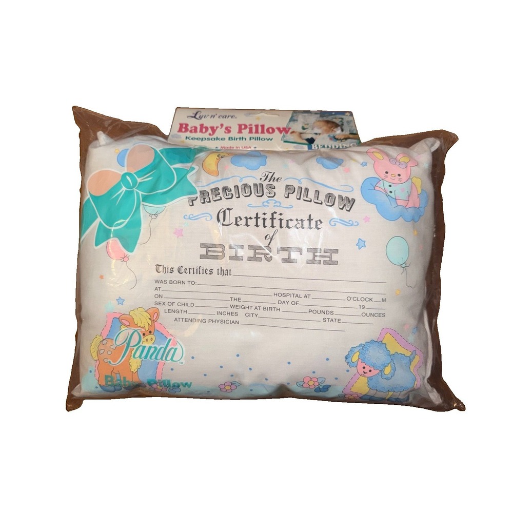 Vintage 1995 Luv’n Care Panda Baby Birth Pillow PL-129 NOS Made USA Keepsake